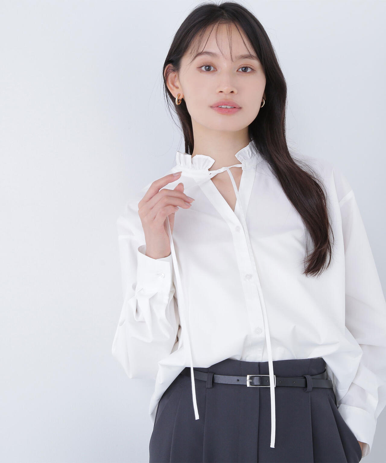 フリルネックスキッパーブラウス | NATURAL BEAUTY BASIC（ナチュラル