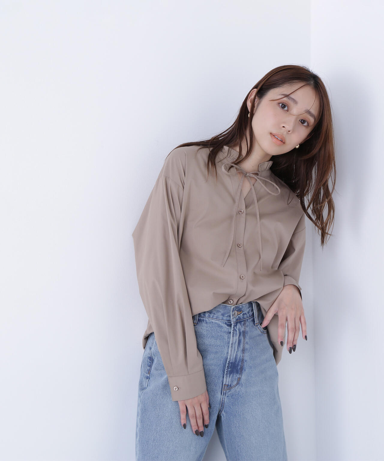 フリルネックスキッパーブラウス | NATURAL BEAUTY BASIC（ナチュラル