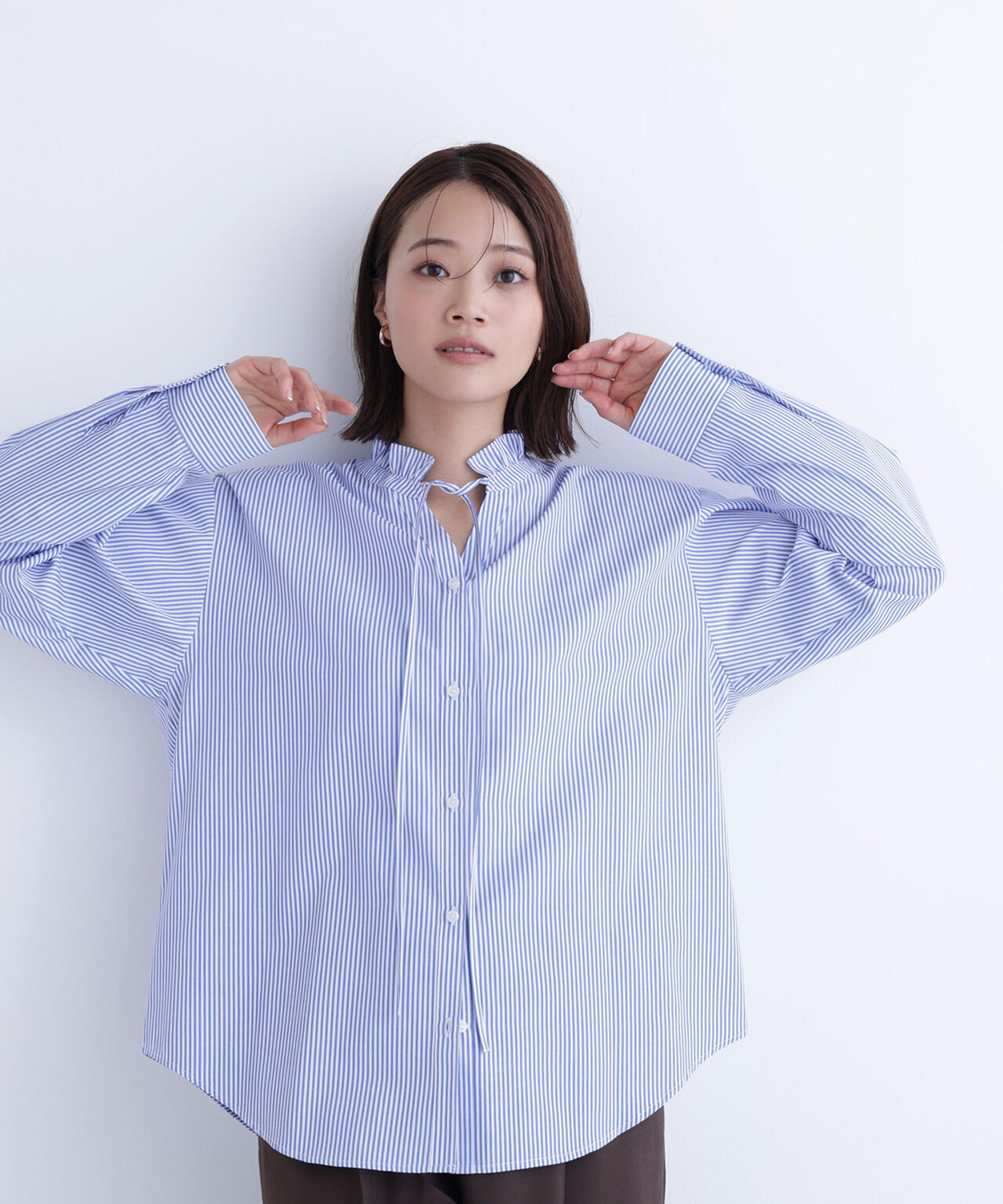 フリルネックスキッパーブラウス | NATURAL BEAUTY BASIC（ナチュラル