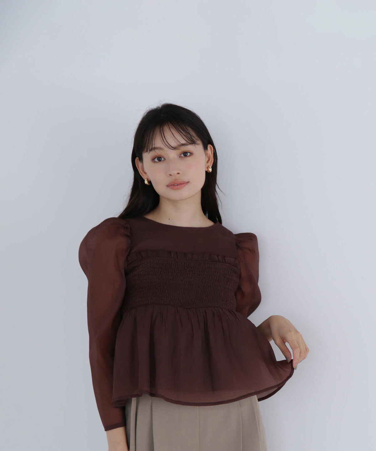 ペプラムシャーリングブラウス＊ | NATURAL BEAUTY BASIC（ナチュラル 