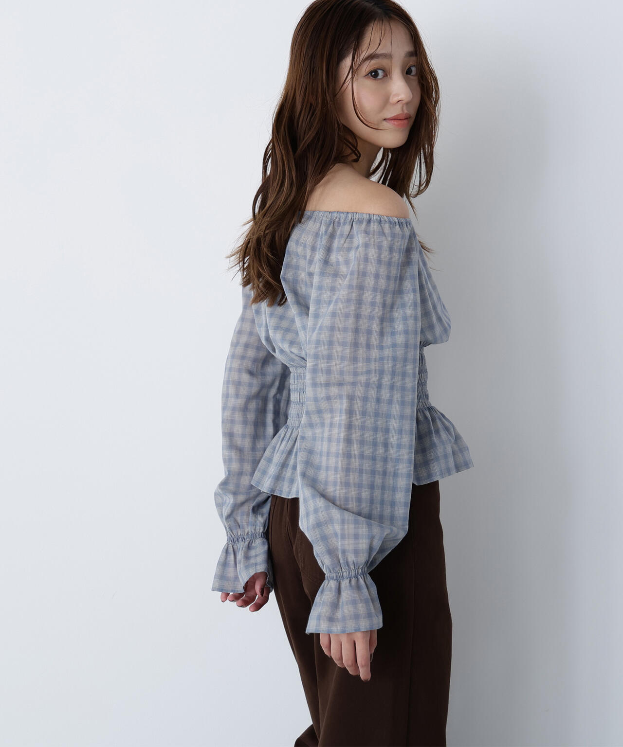 チェックペプラムブラウス | NATURAL BEAUTY BASIC（ナチュラル