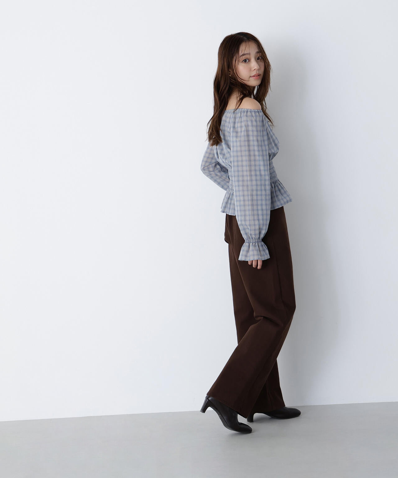チェックペプラムブラウス | NATURAL BEAUTY BASIC（ナチュラル