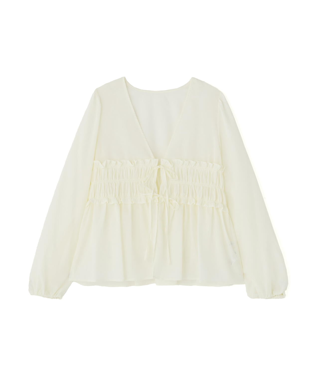 極美品　Heve ヘイヴ　シャーリングペプラムブラウス　ホワイト　FREEサイズ 極美品 Heve ヘイヴ シャーリングペプラムブラウス ホワイト FREE