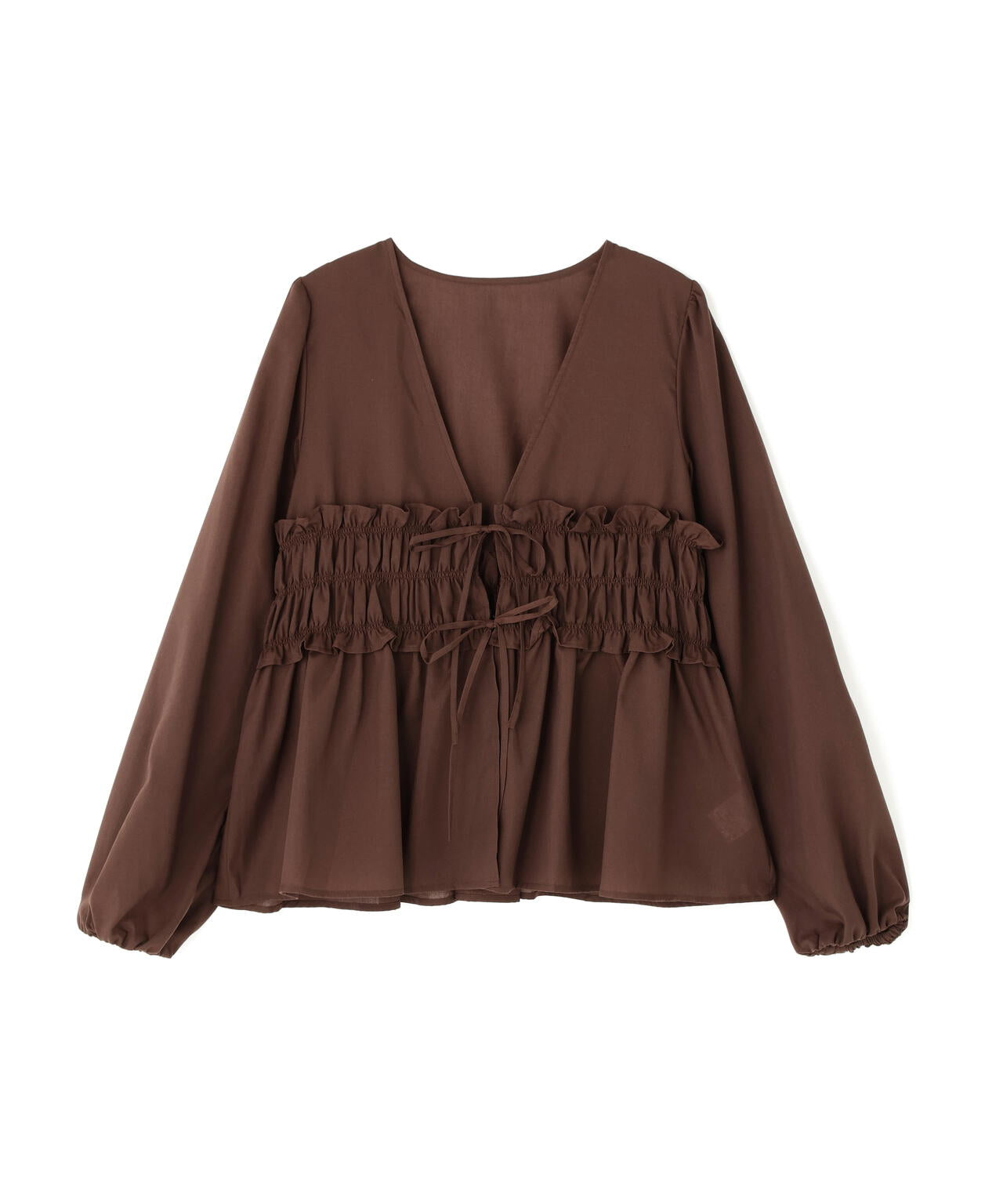 Vネックシャーリングペプラムブラウス | NATURAL BEAUTY BASIC