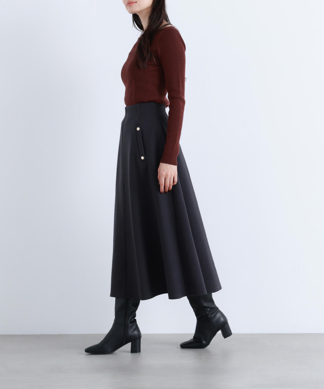 AD2016 archive ポリ縮ボリュームフレアスカート 黒 縮絨 AD2016 archive ポリ縮ボリュームフレアスカート 黒 縮絨 AD2016