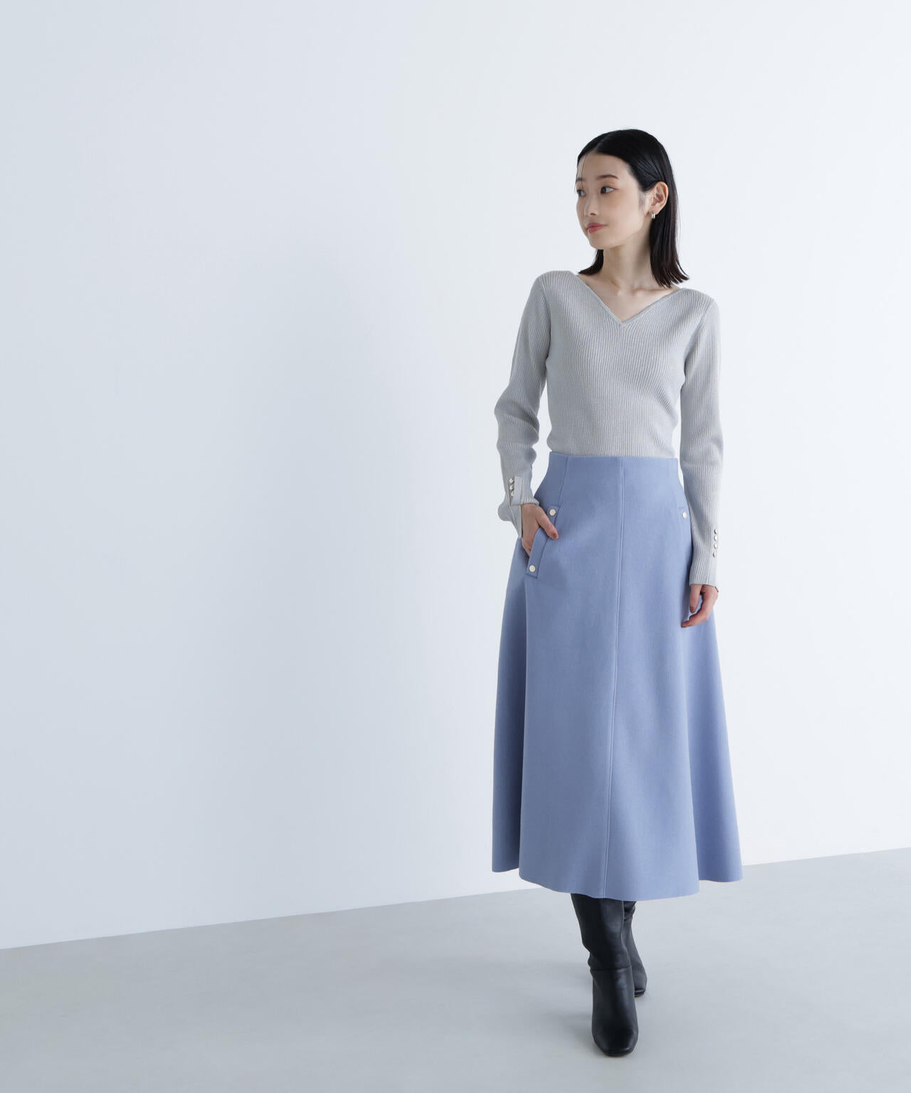 LUSSO VIAGGIOBLU エアリーシアースカート ニット フレアスカート LUSSO VIAGGIOBLU エアリーシアースカート ニット フレアスカート