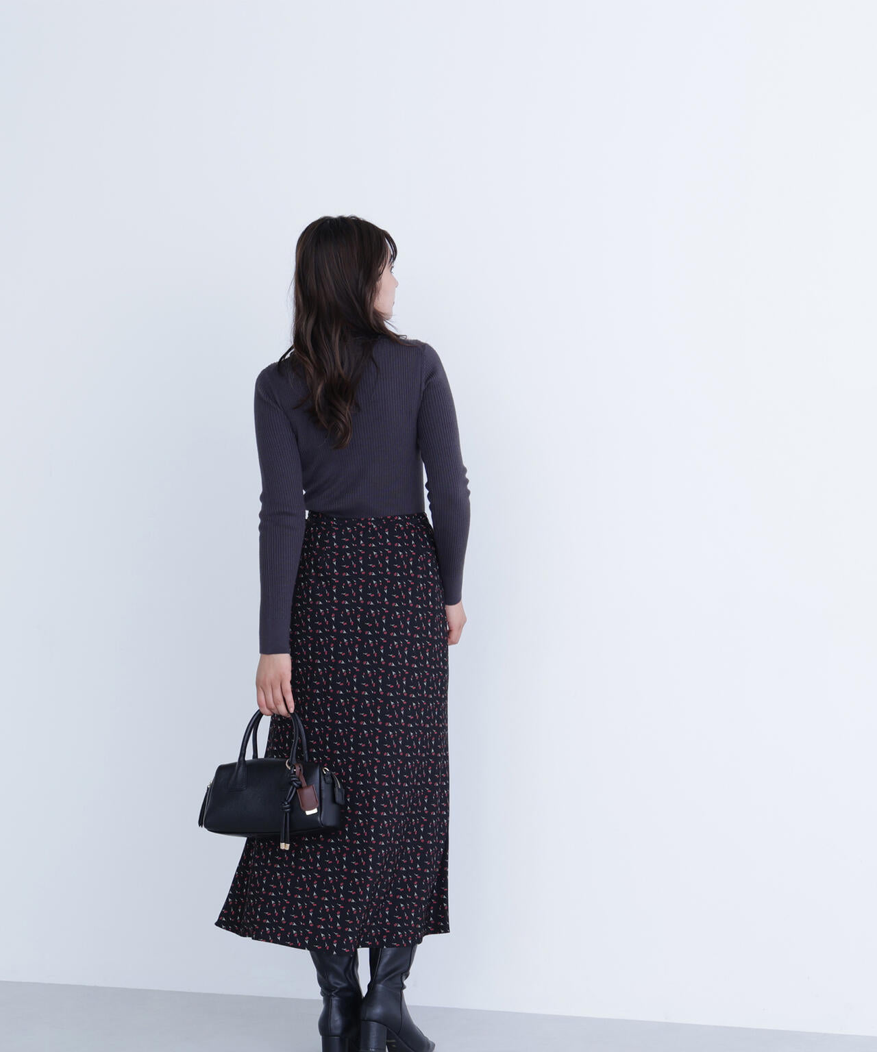 フラワープリントラップスカート