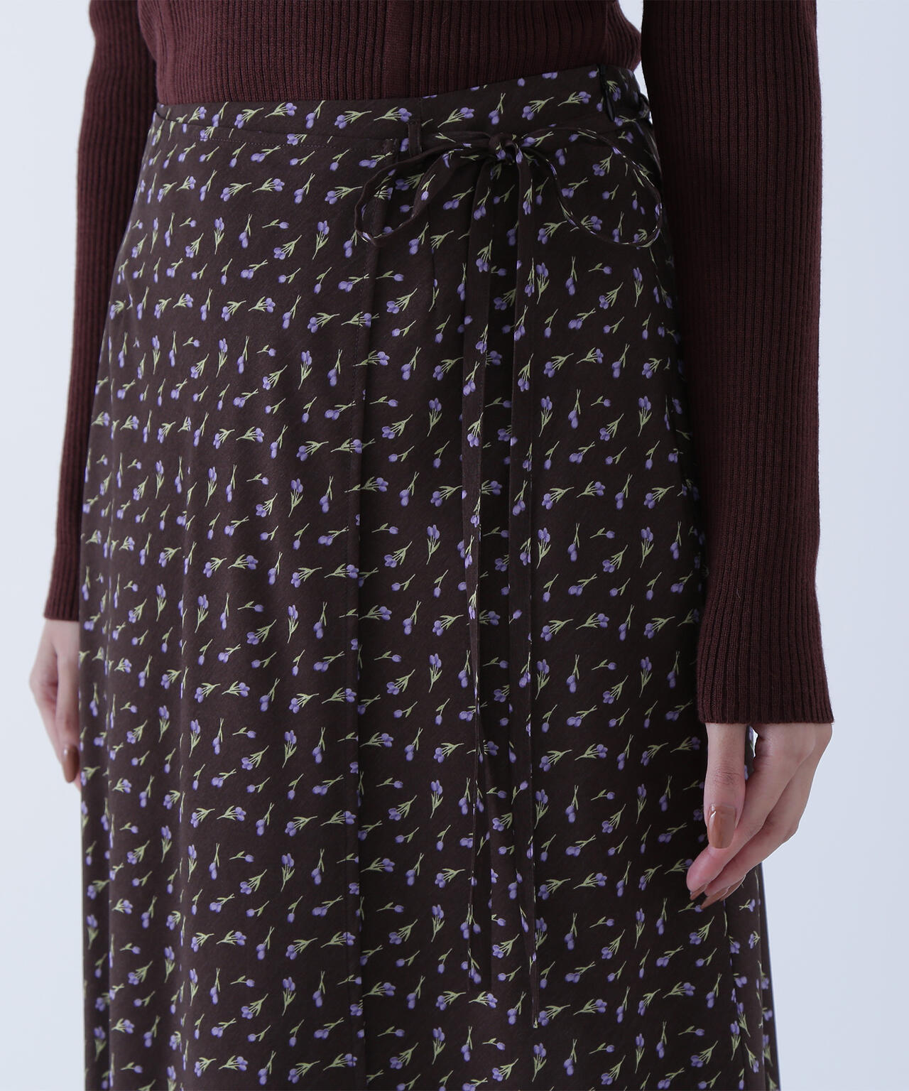 フラワープリントラップスカート