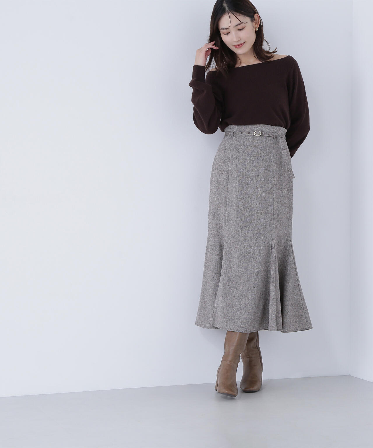 ツイーディーベルテッドマーメイドスカート