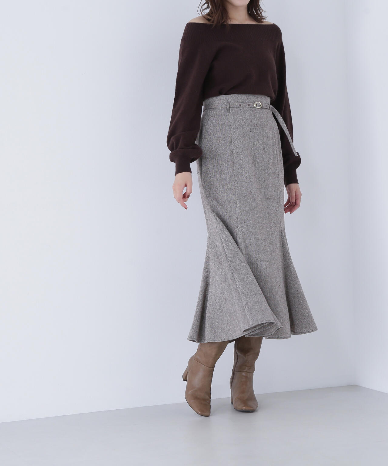 ツイーディーベルテッドマーメイドスカート