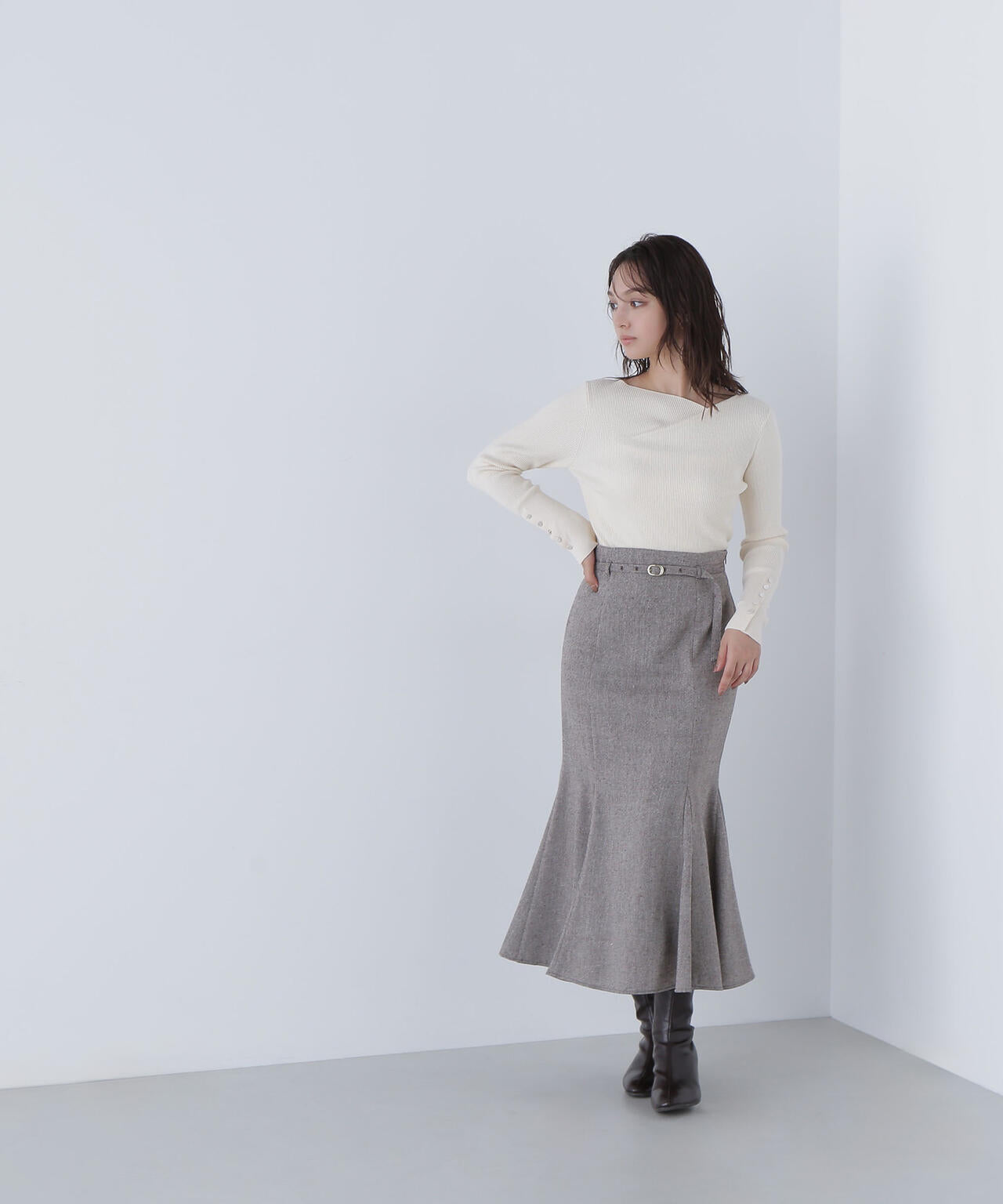 ツイーディーベルテッドマーメイドスカート