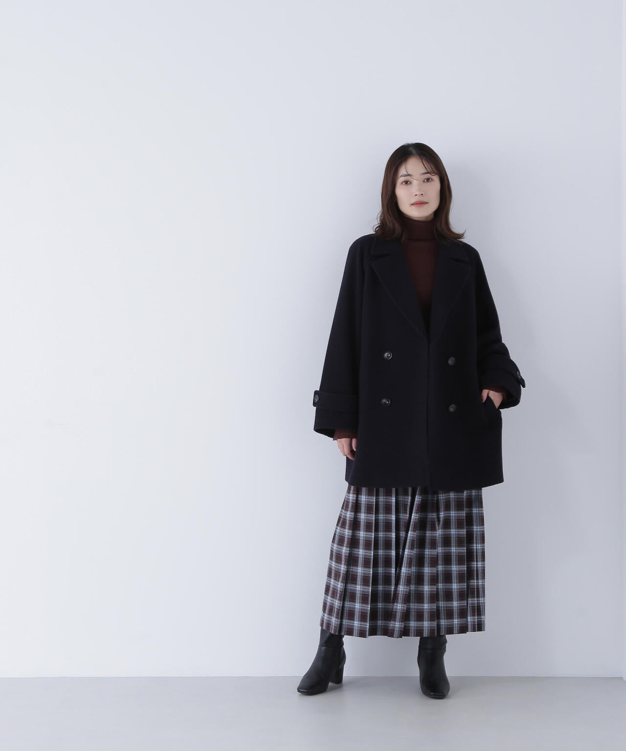 ベルテッドチェックプリーツスカート