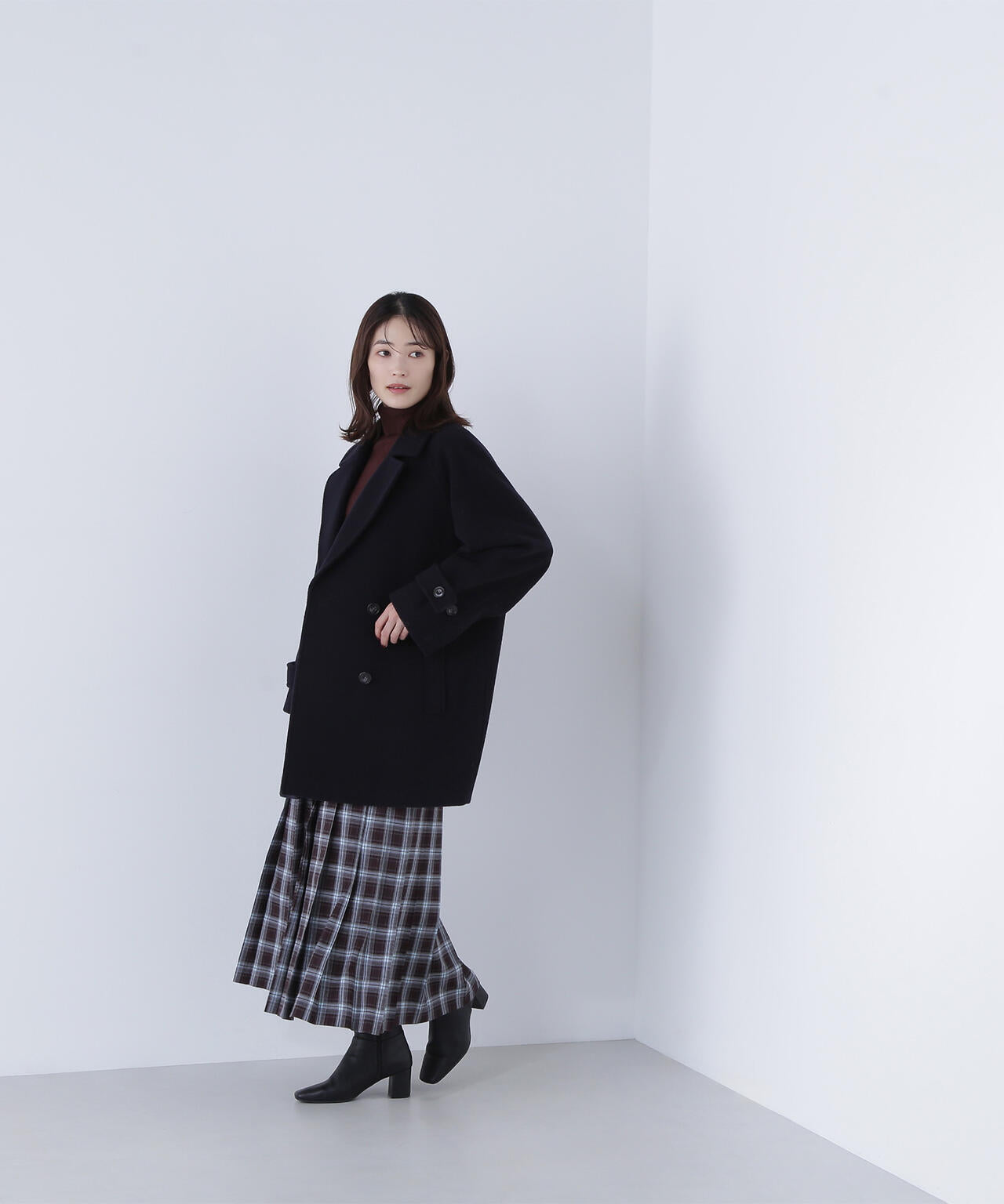 ベルテッドチェックプリーツスカート