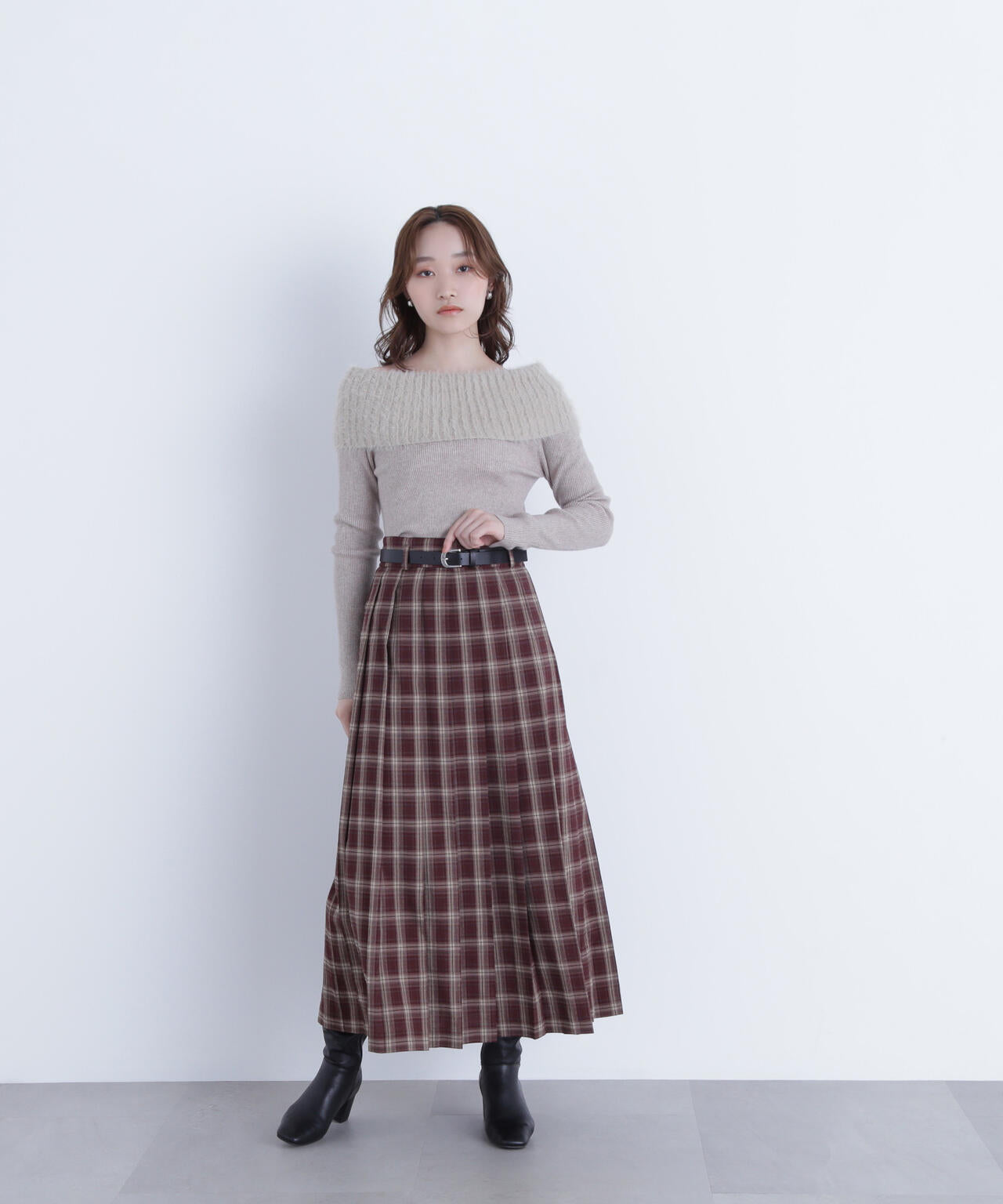 ベルテッドチェックプリーツスカート | NATURAL BEAUTY BASIC