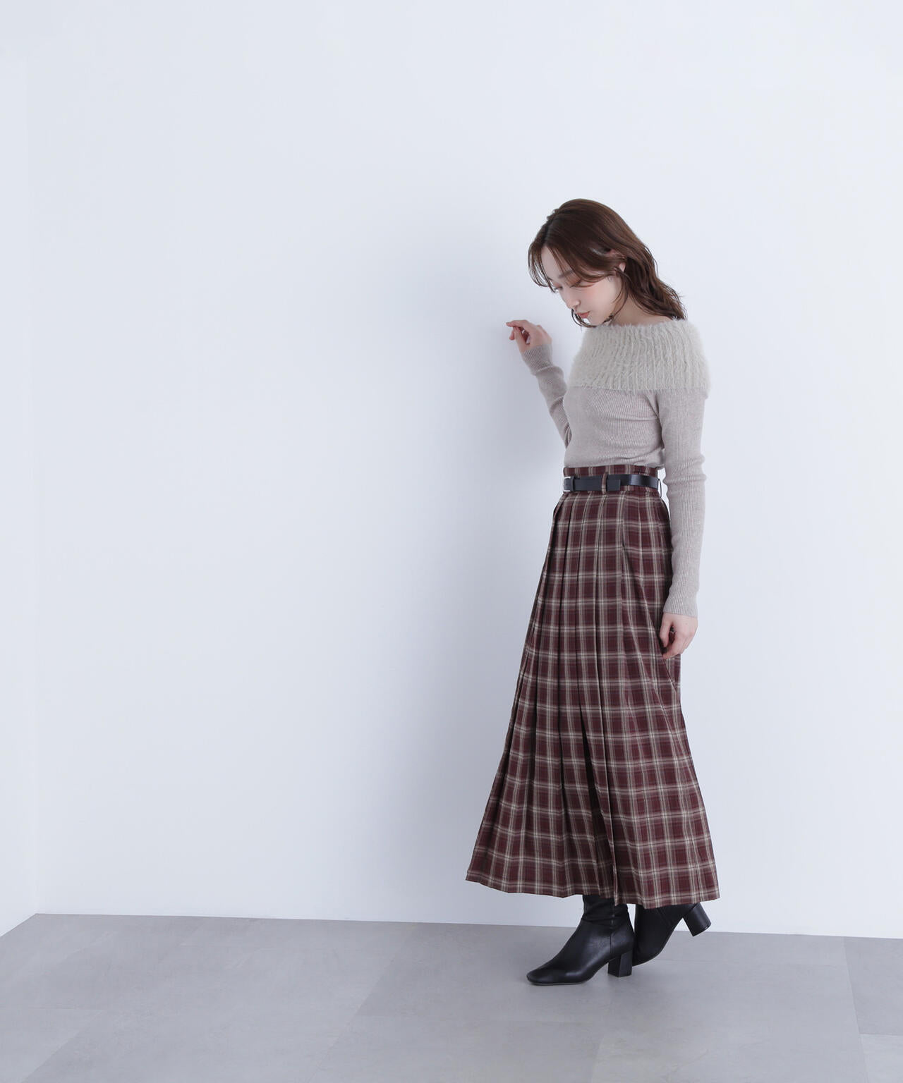 ベルテッドチェックプリーツスカート | NATURAL BEAUTY BASIC