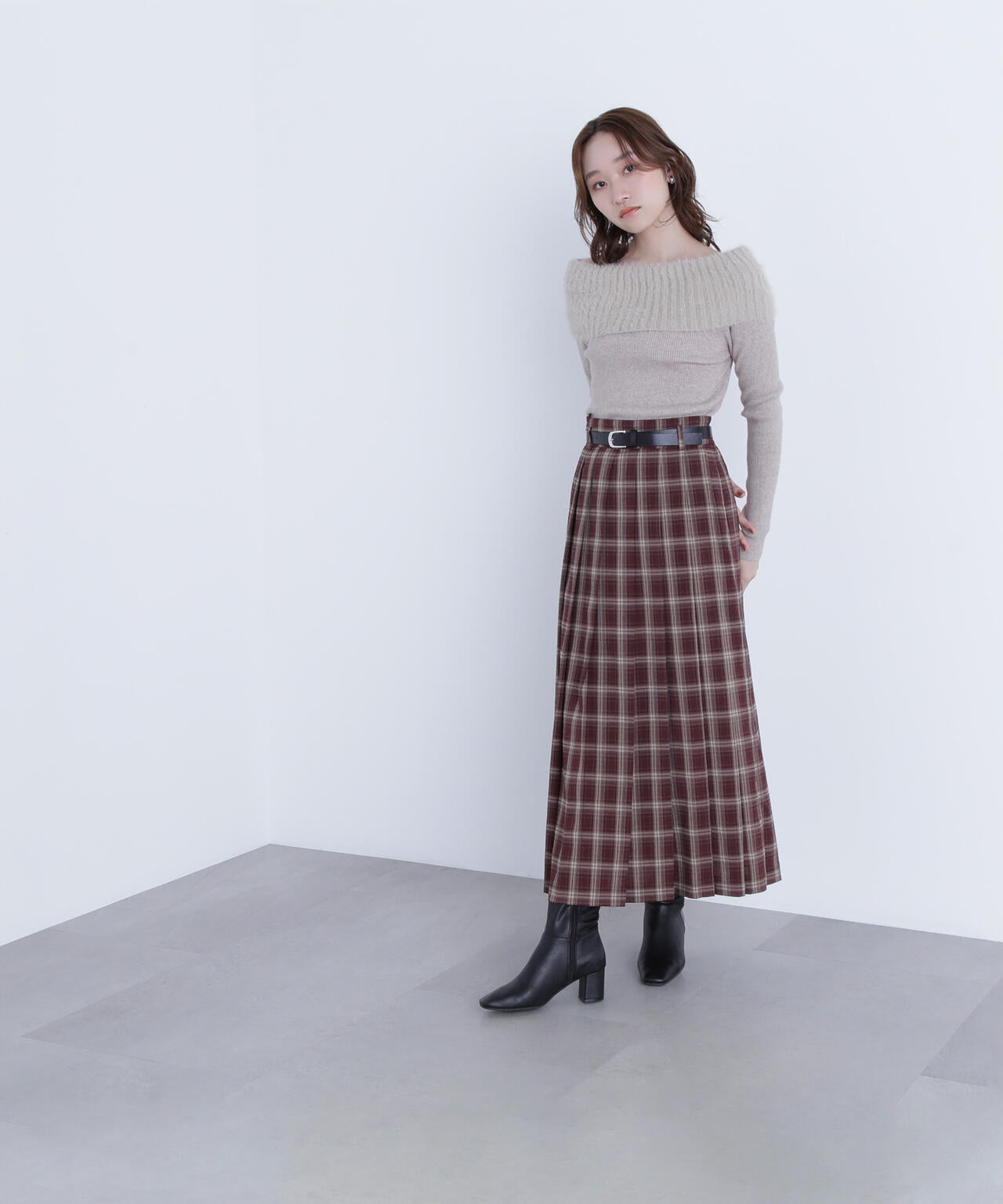 ベルテッドチェックプリーツスカート | NATURAL BEAUTY BASIC