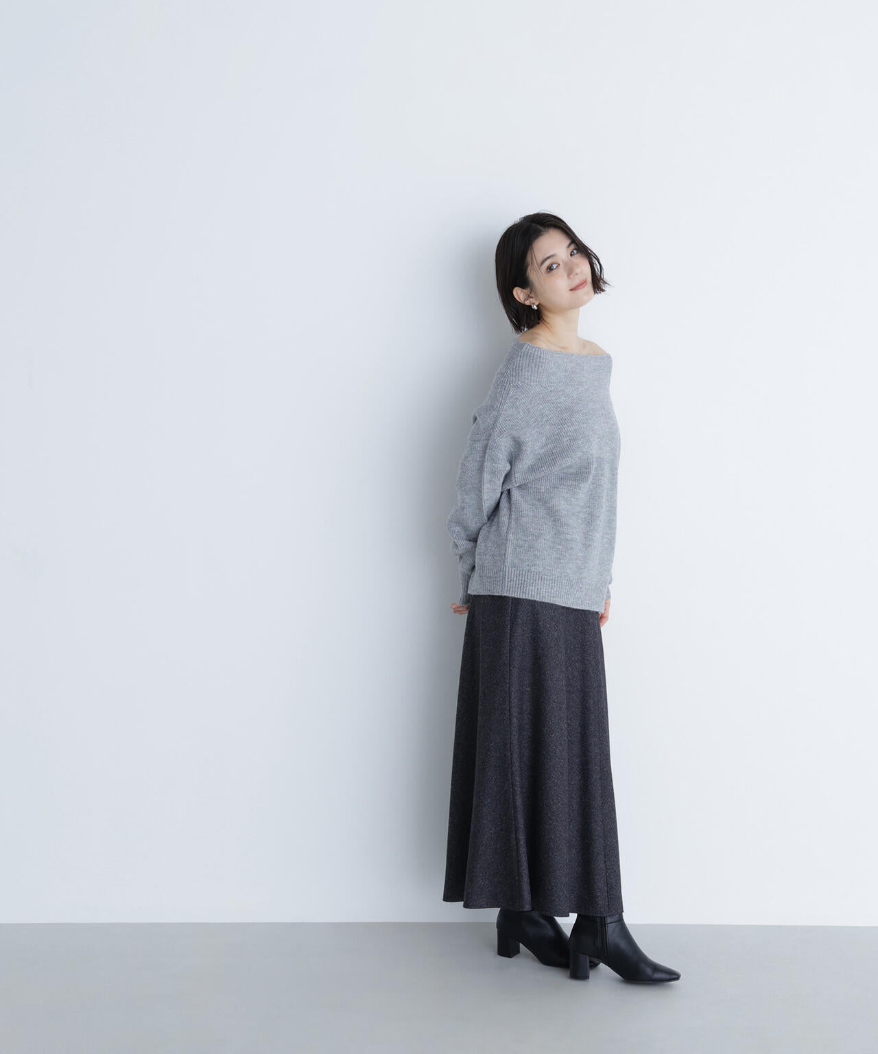 ネップツイードナロースカート