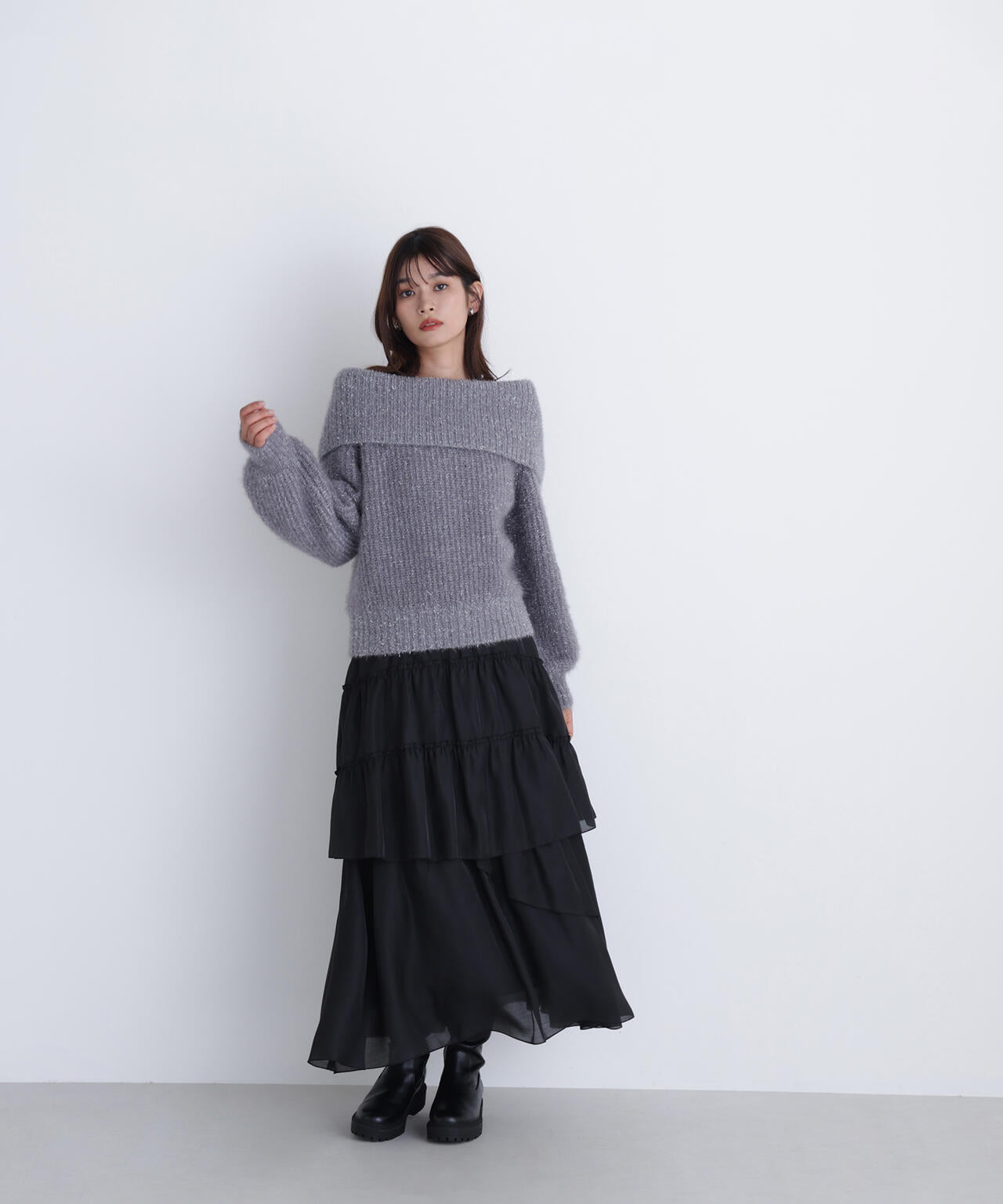 F0601S 美品 my beautiful landlet ホースクロスベスト 2点セット】クロシェ編みレースベスト＋Tシャツワンピースセット