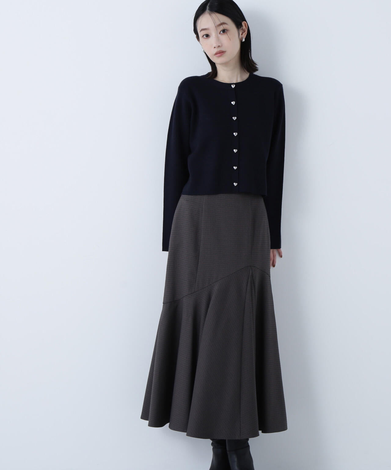 【横浜ジョイナス・mix.tokyo 限定カラー：チャコール系２】アシメチェックマーメイドスカート