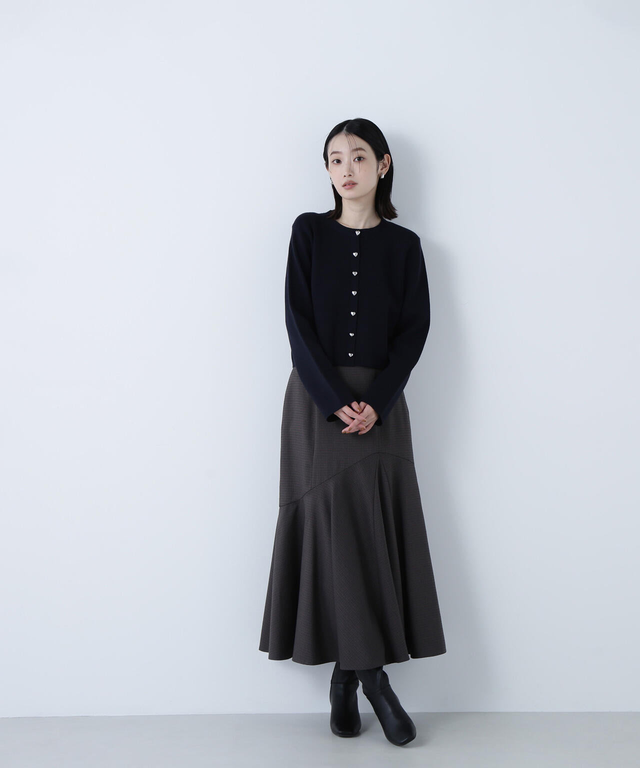 【横浜ジョイナス・mix.tokyo 限定カラー：チャコール系２】アシメチェックマーメイドスカート