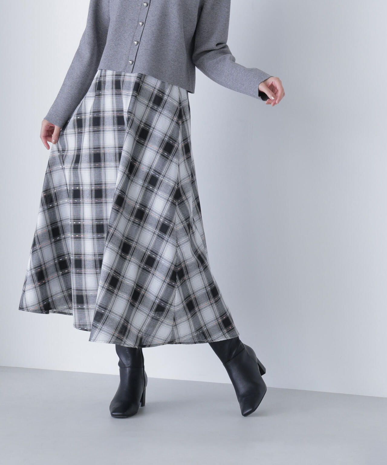 カラーヤーンチェックスカート