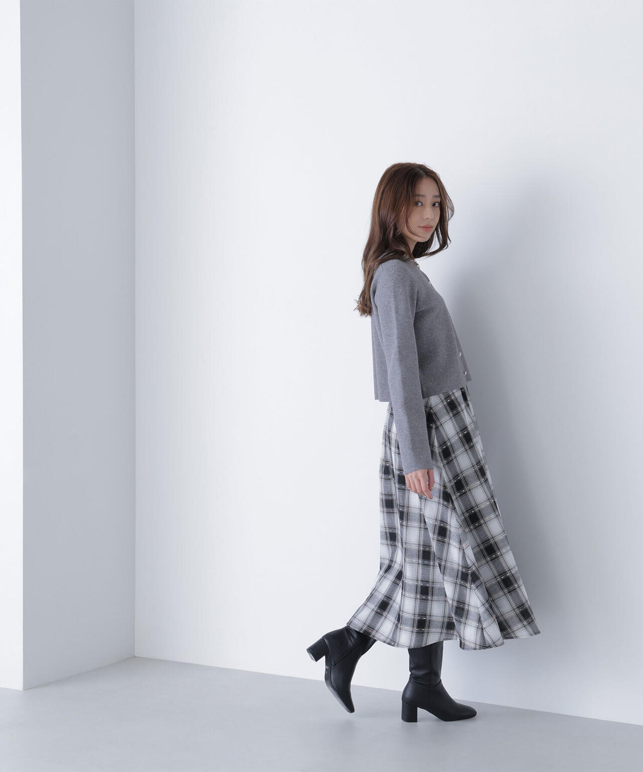 カラーヤーンチェックスカート