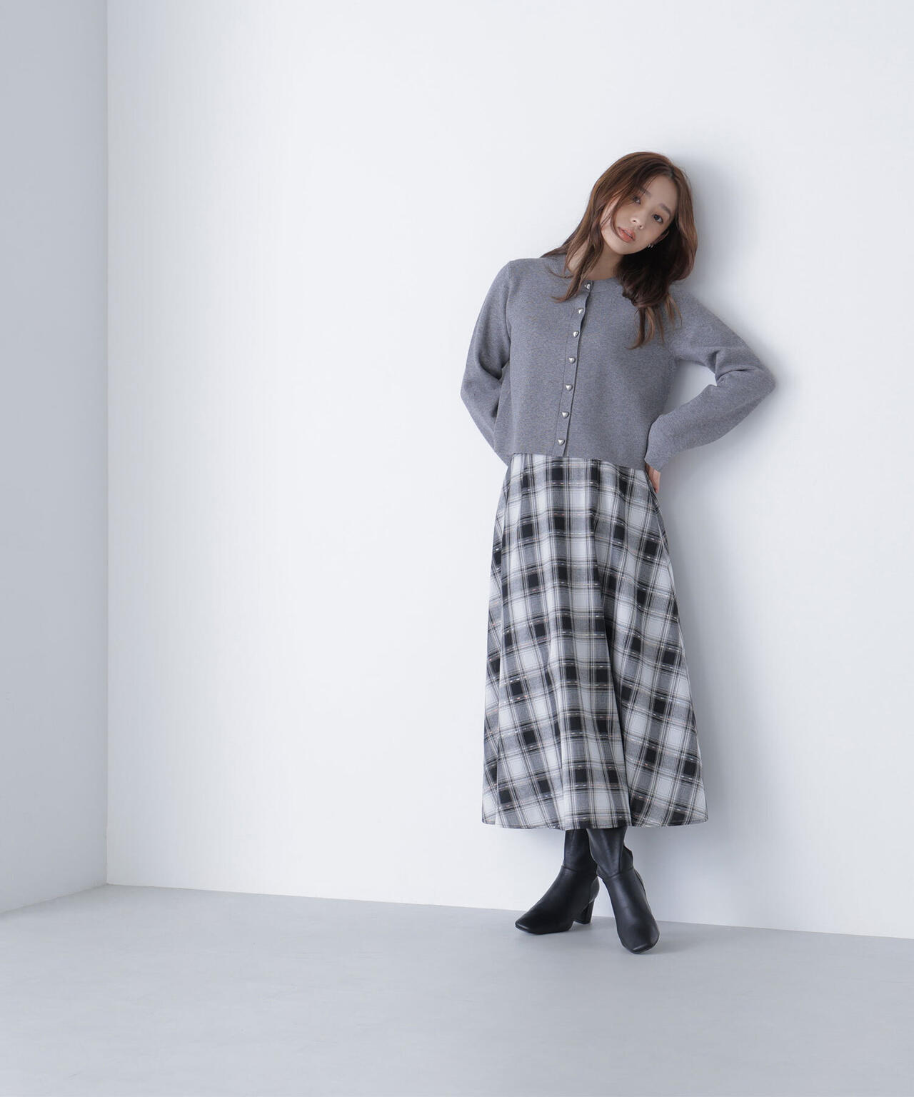 カラーヤーンチェックスカート