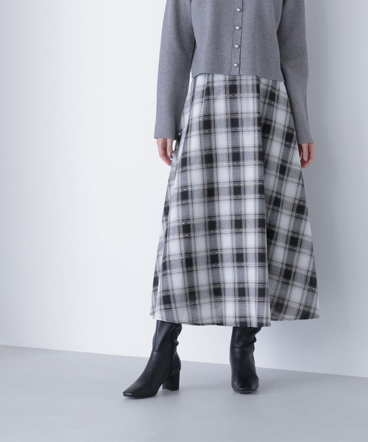 カラーヤーンチェックスカート