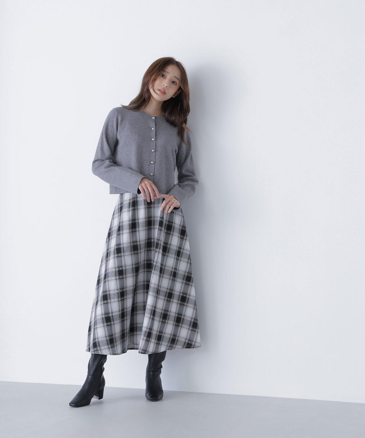カラーヤーンチェックスカート