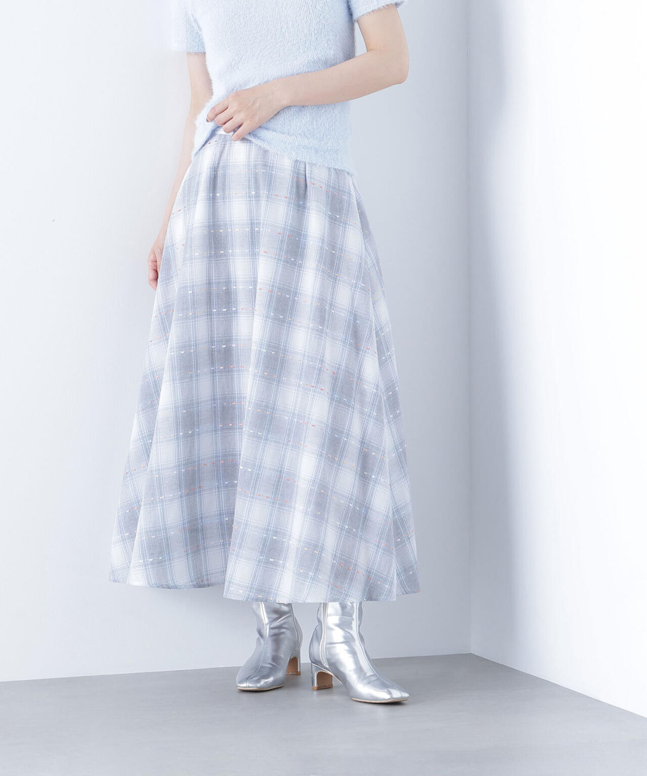 カラーヤーンチェックスカート