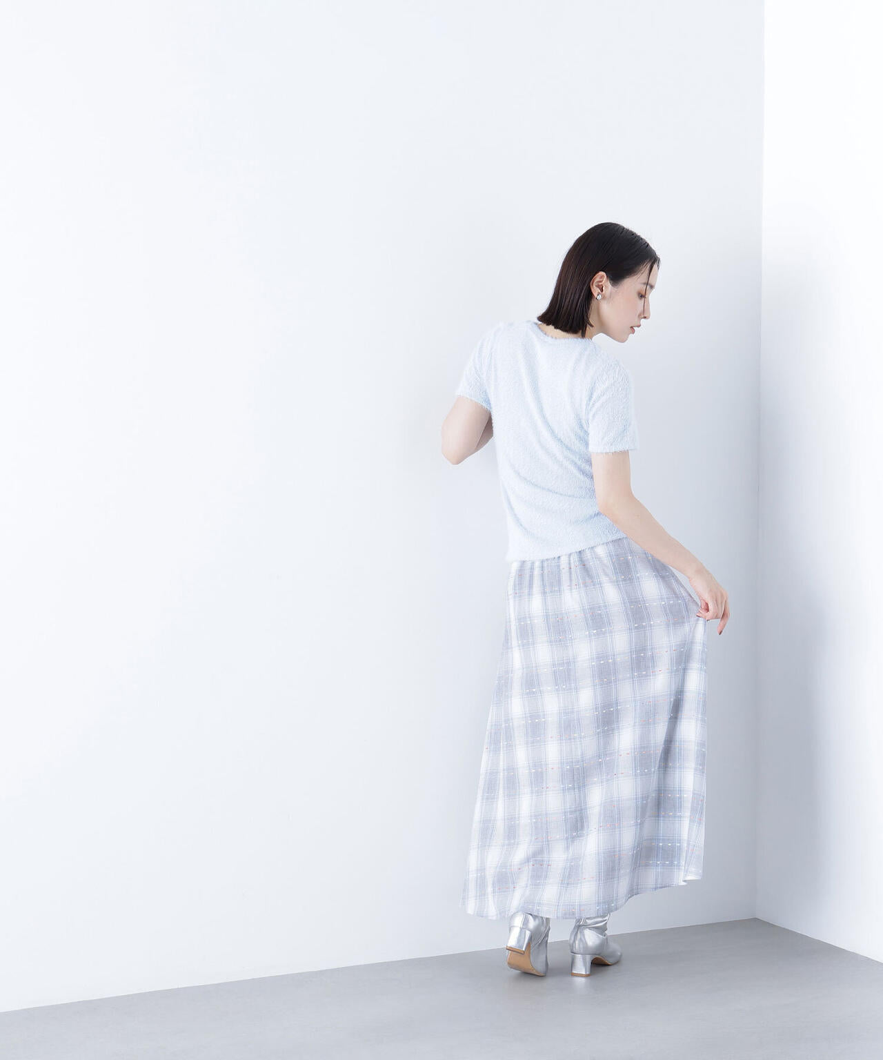 カラーヤーンチェックスカート