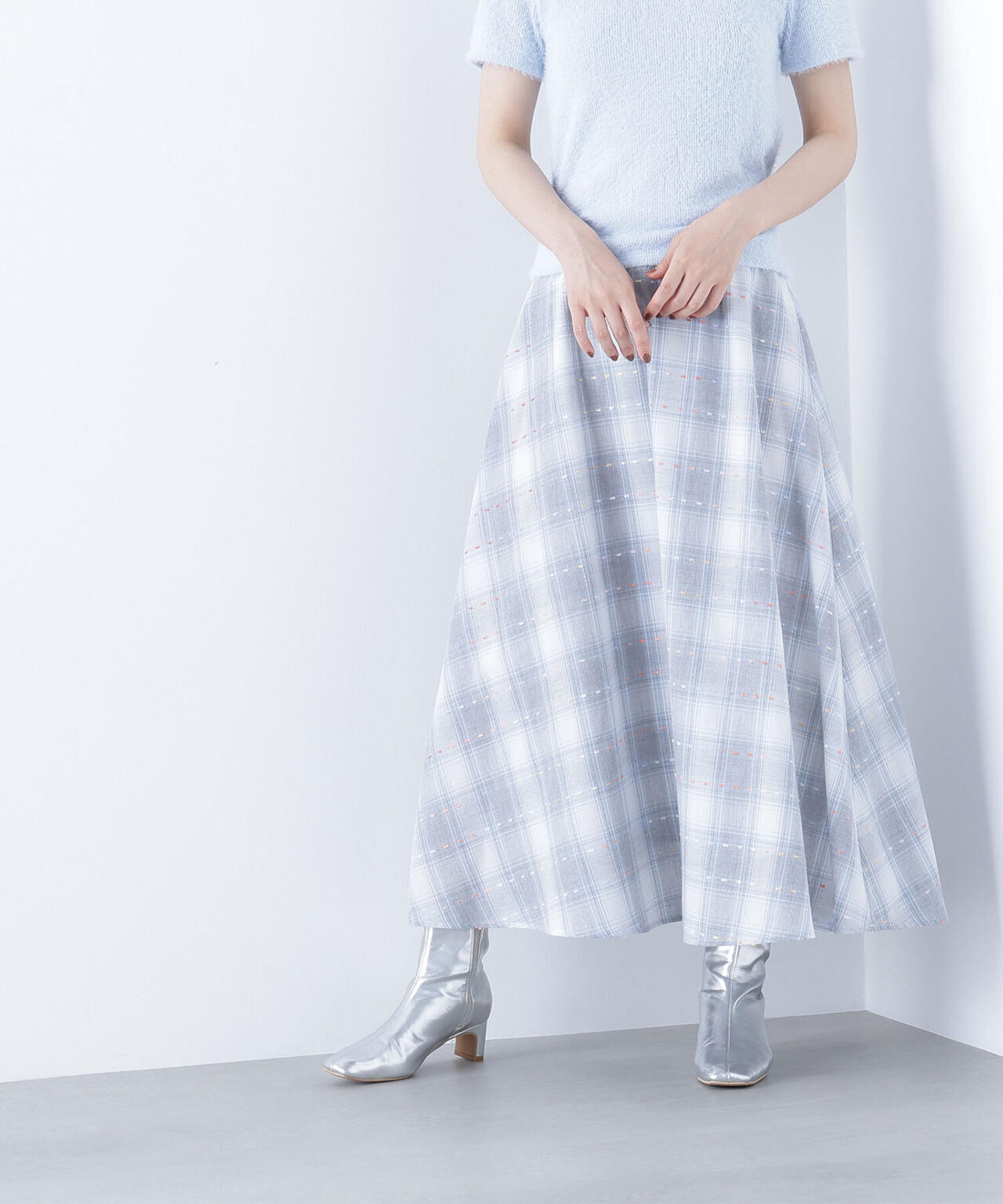 カラーヤーンチェックスカート