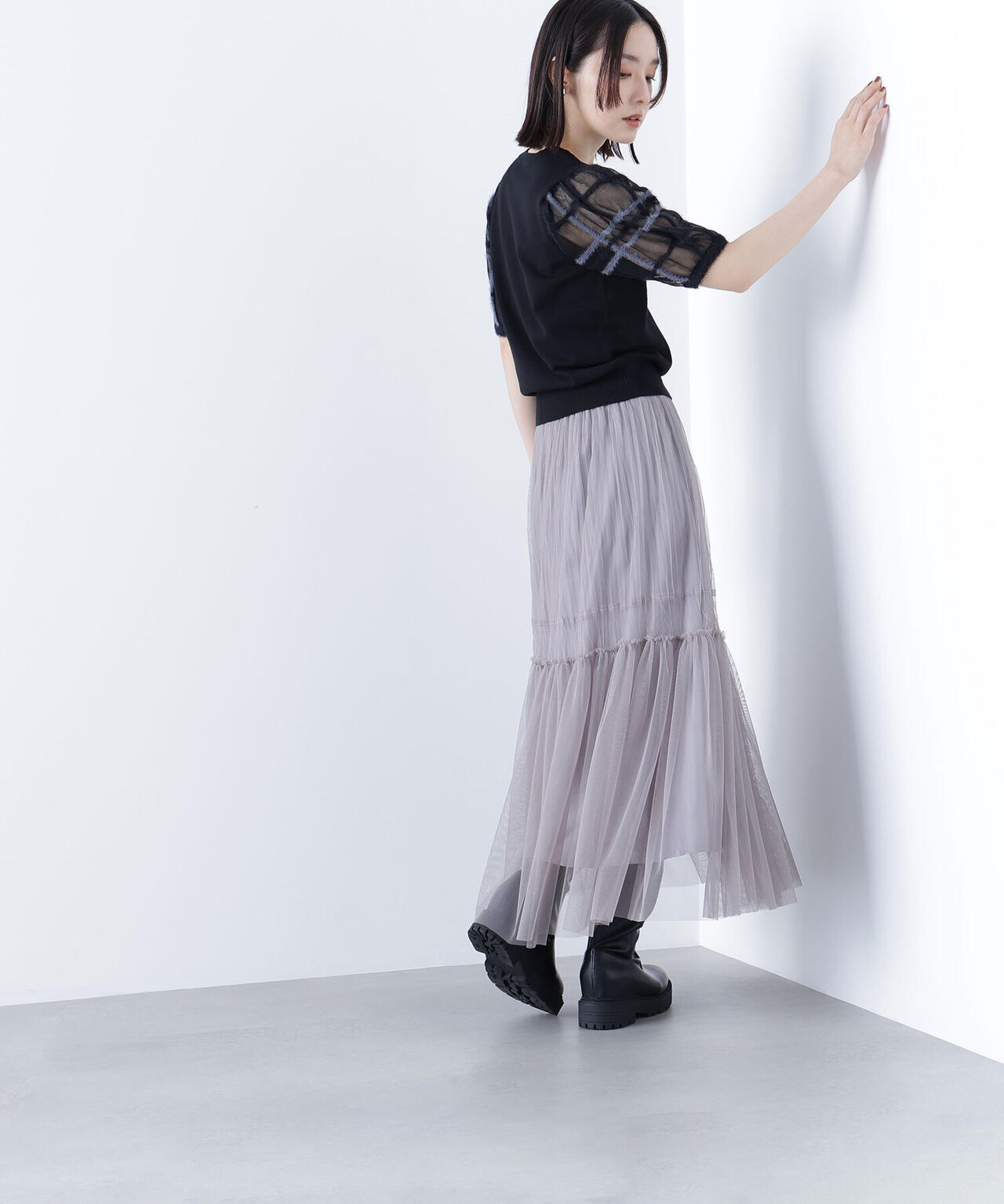 プリーツチュールスカート