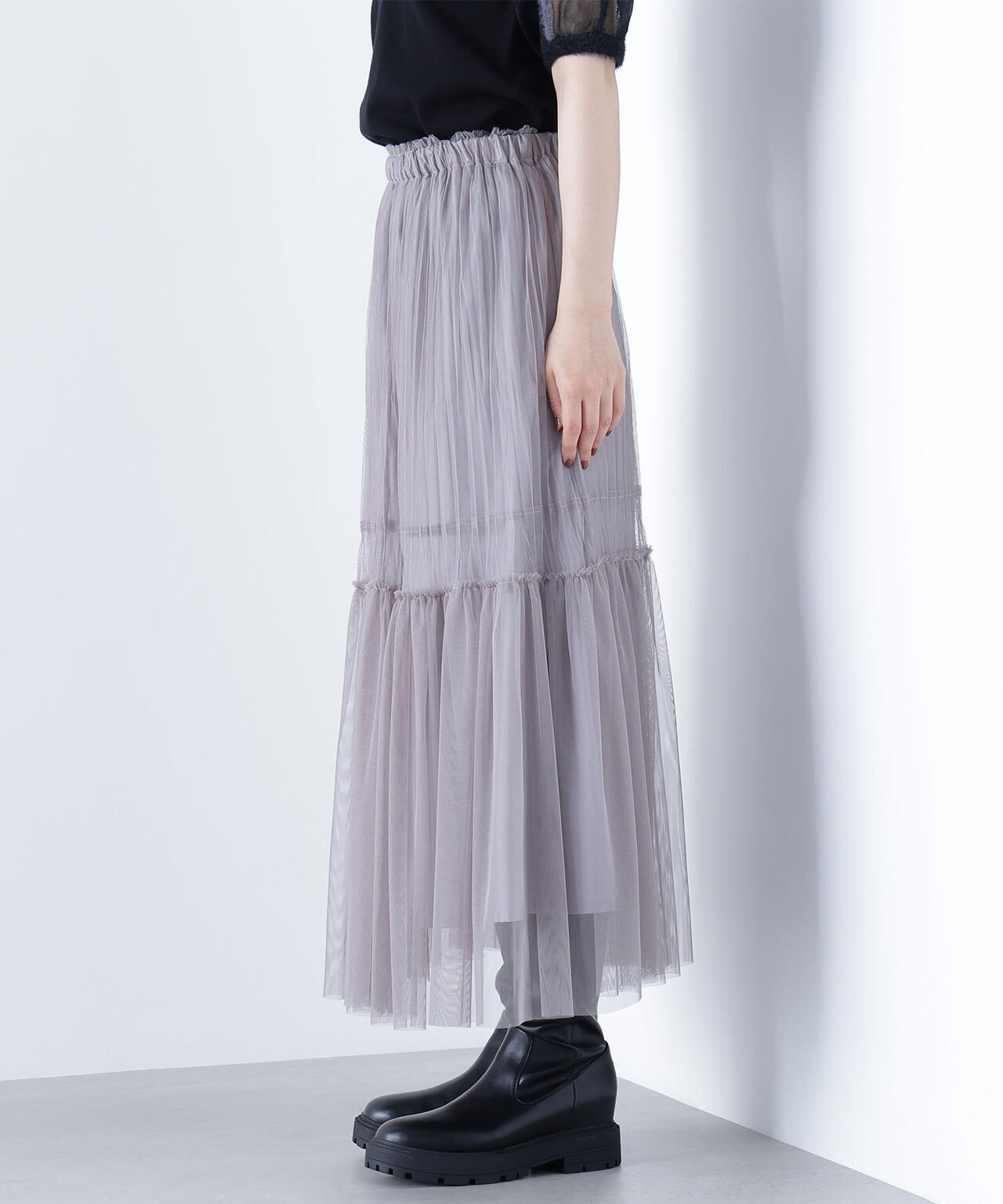 プリーツチュールスカート