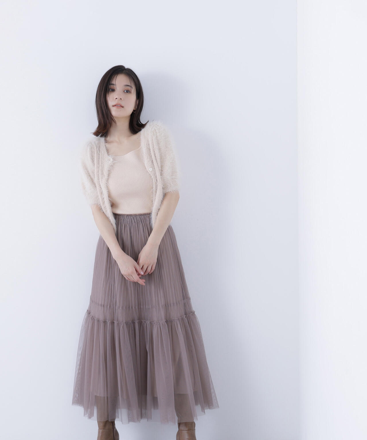 プリーツチュールスカート