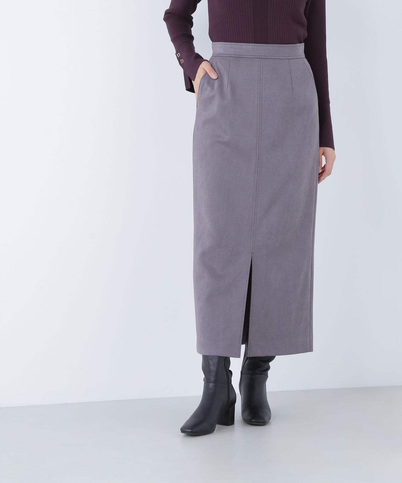 フェイクスエードシリーズ スリットスカート