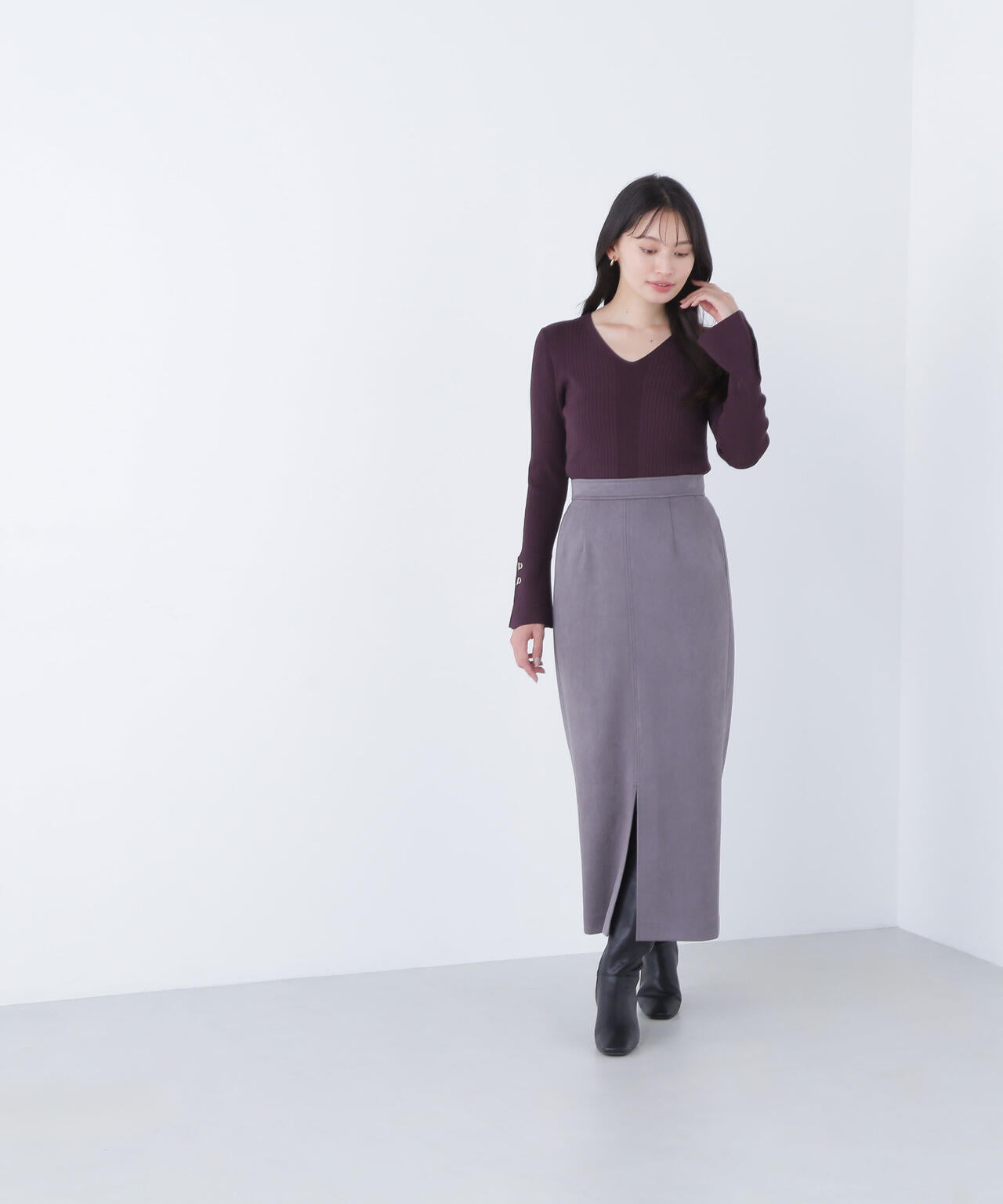 フェイクスエードシリーズ スリットスカート