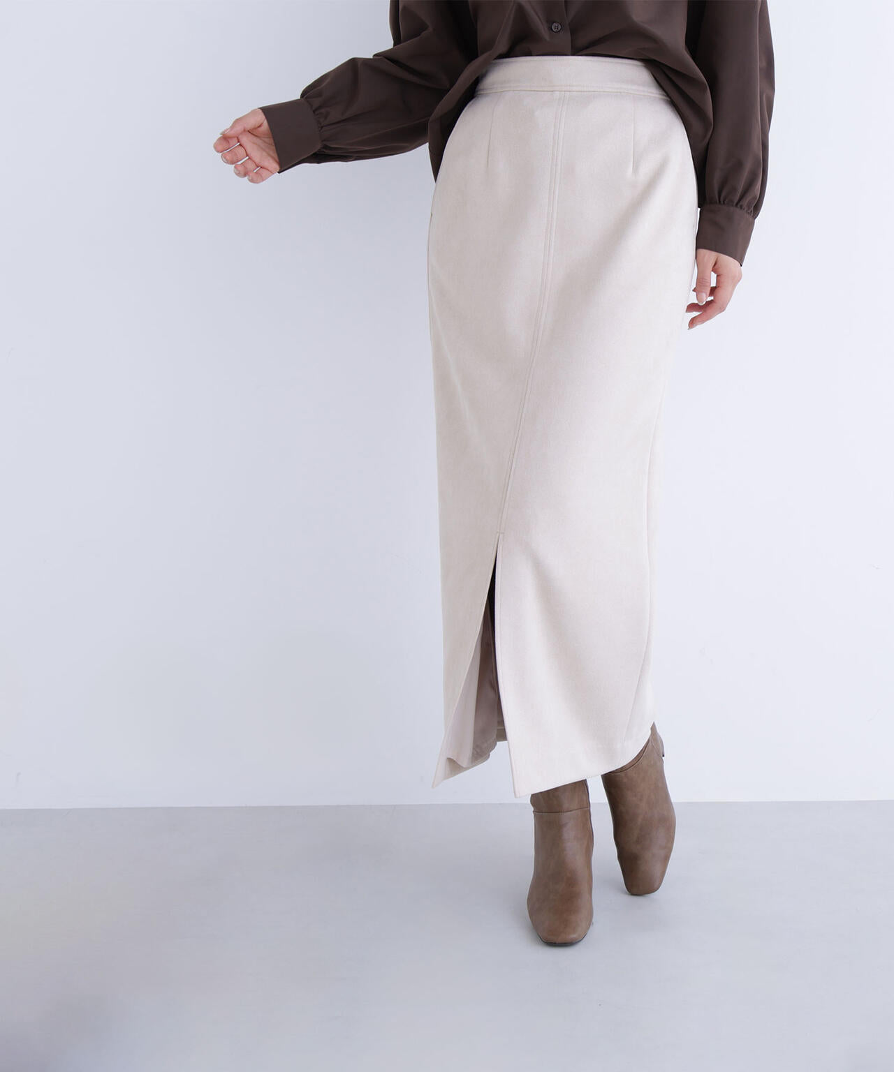 フェイクスエードシリーズ スリットスカート