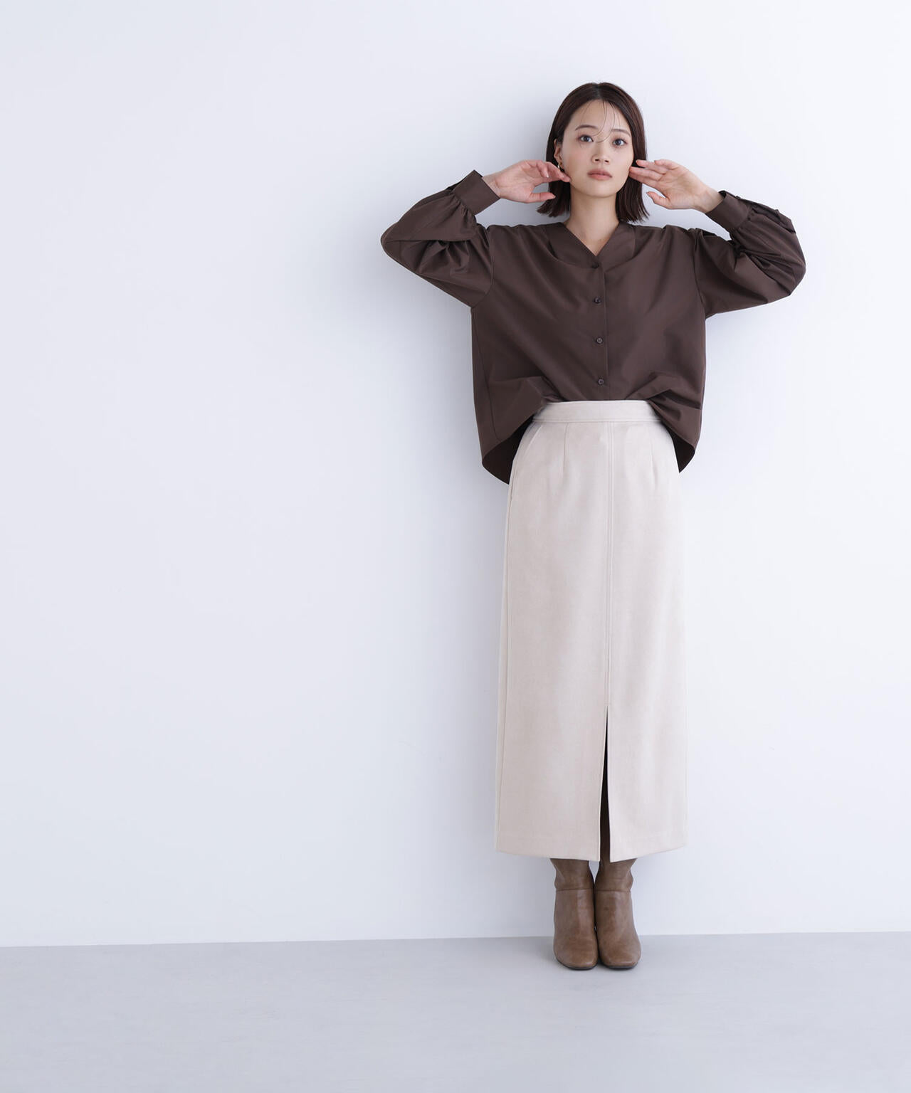 フェイクスエードシリーズ スリットスカート