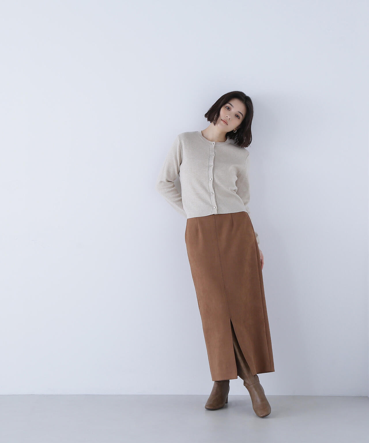フェイクスエードシリーズ スリットスカート