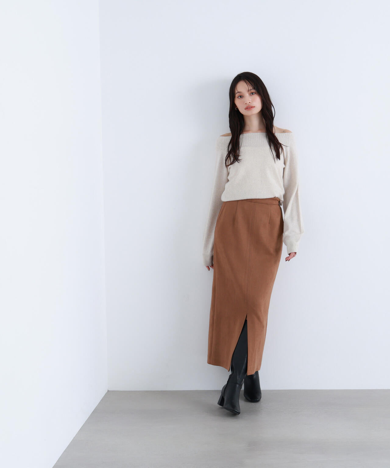 フェイクスエードシリーズ スリットスカート