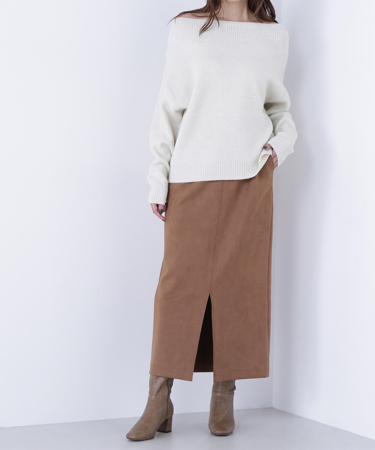 フェイクスエードシリーズ スリットスカート