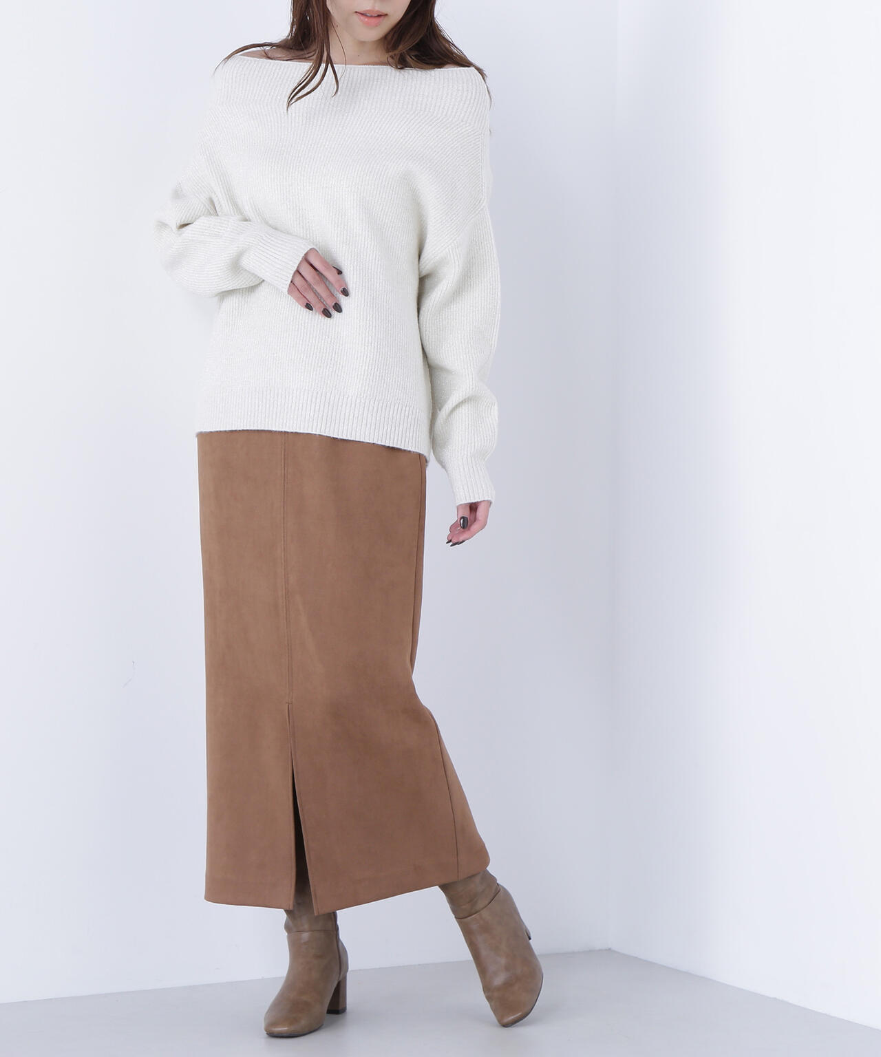 フェイクスエードシリーズ スリットスカート