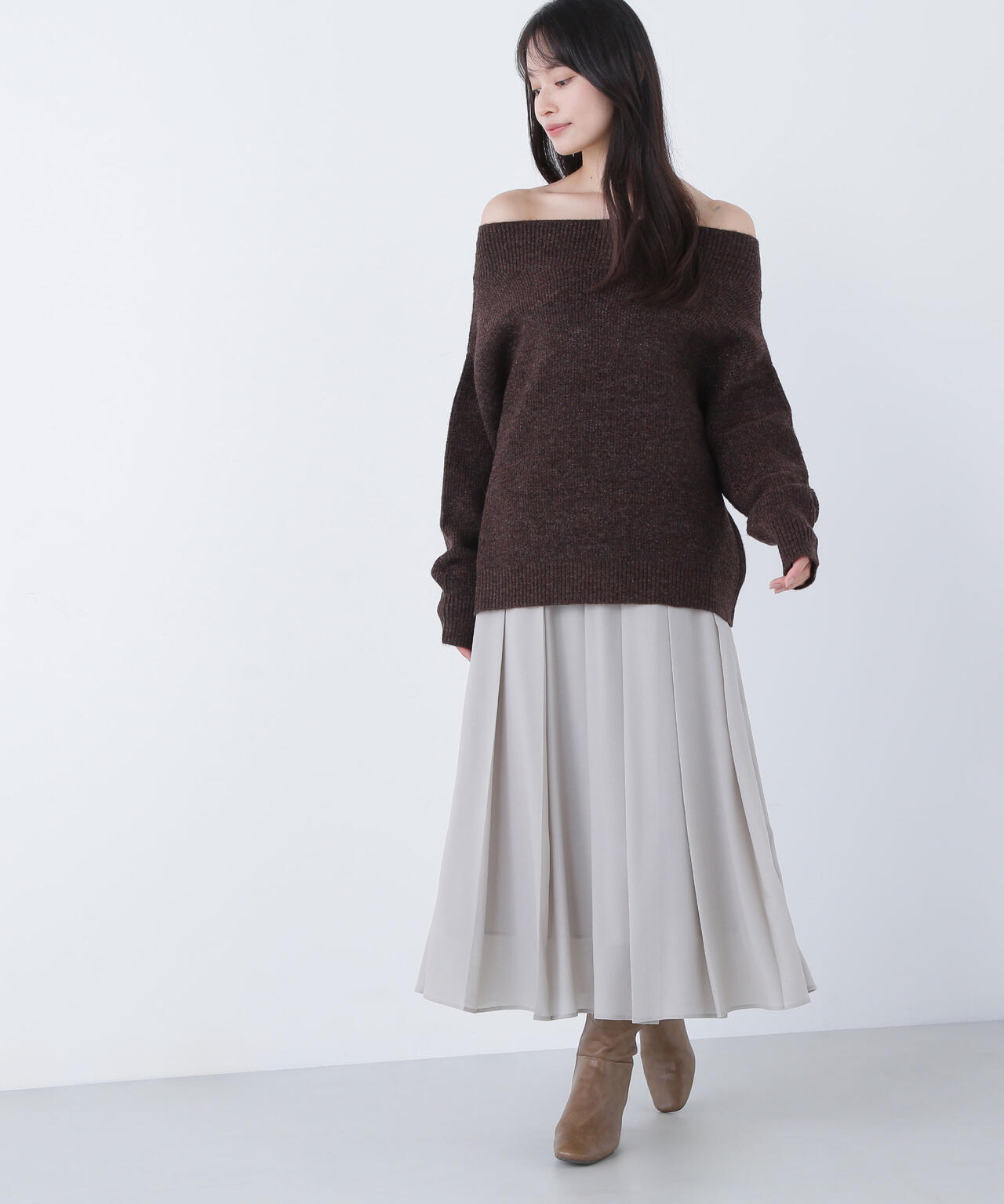 オータムカラープリーツスカート