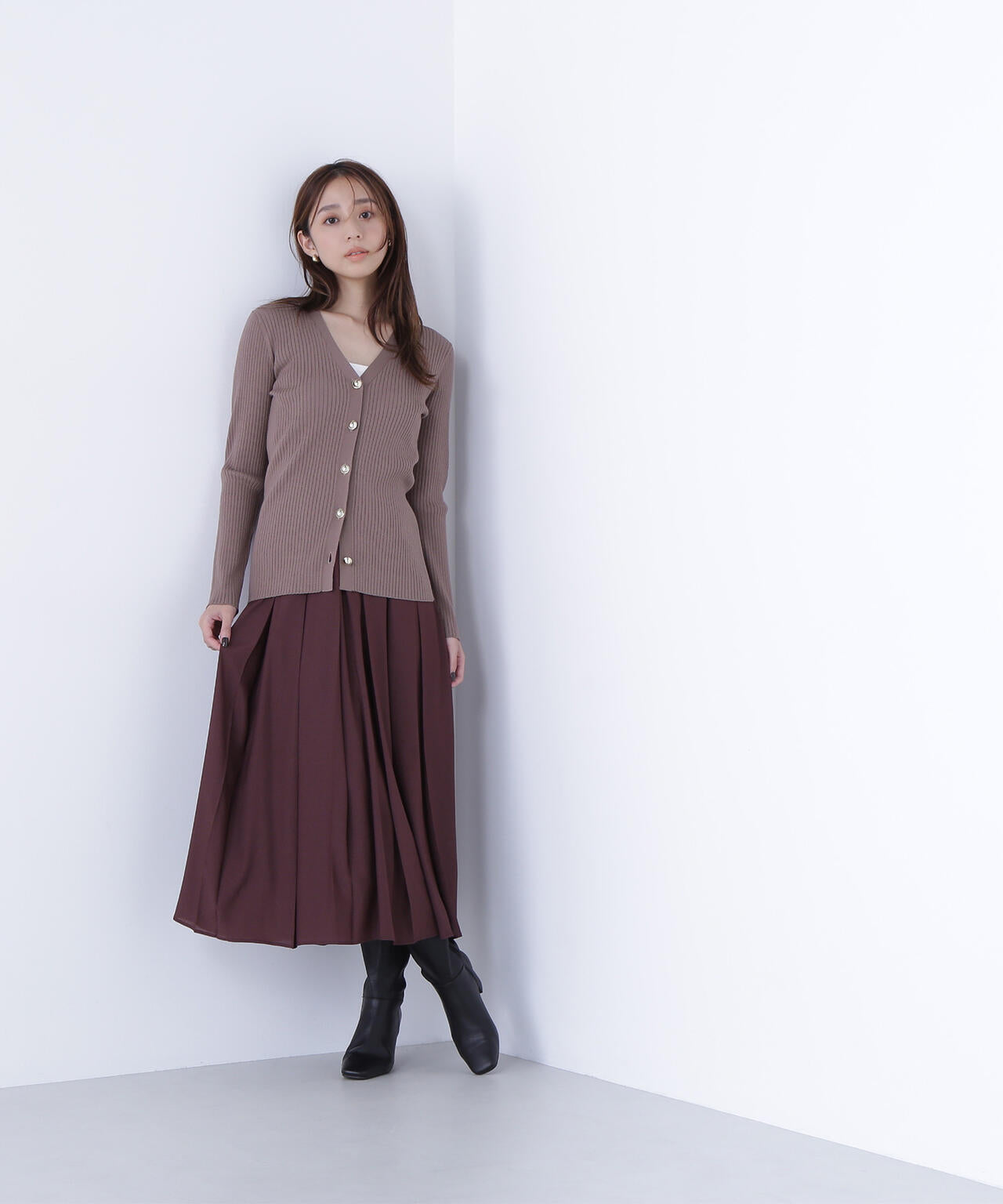 オータムカラープリーツスカート