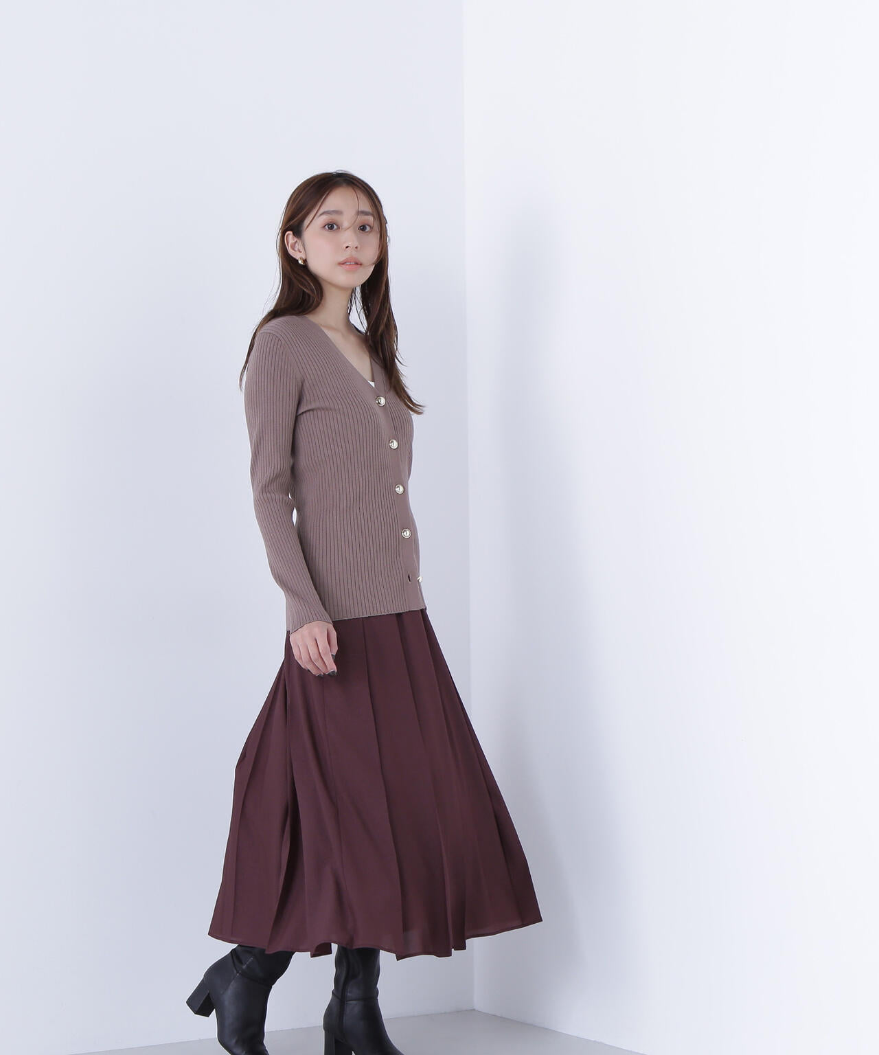 オータムカラープリーツスカート