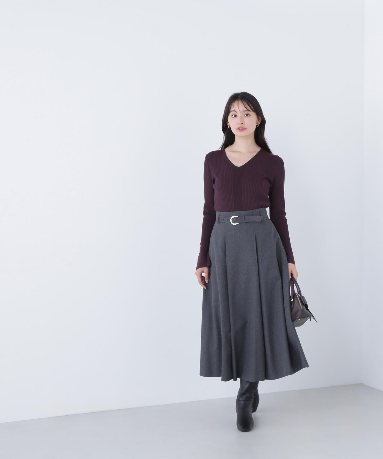 ナチュラルビューティーベーシック（NATURAL BEAUTY BASIC）/メタルバックルフレアスカート メタルバックルフレアスカート | NATURAL BEAUTY BASIC（ナチュラル