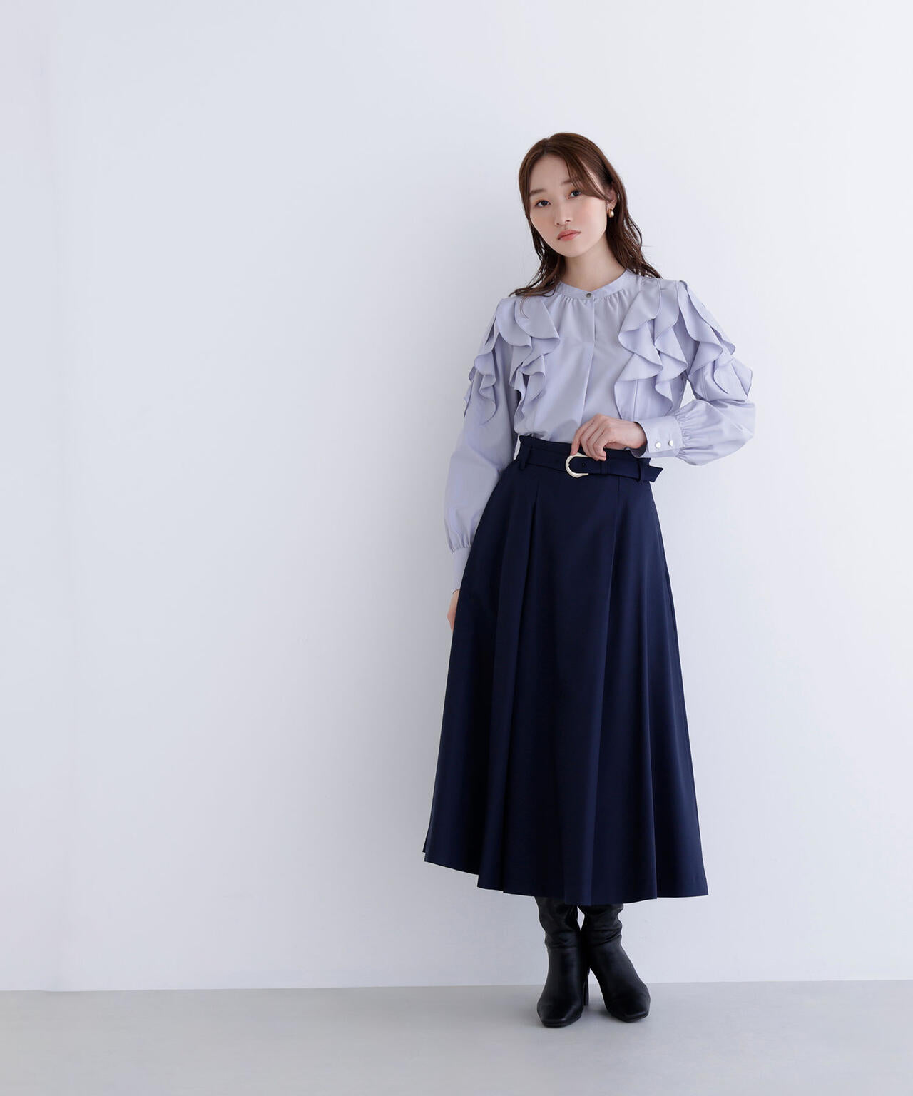 メタルバックルフレアスカート | NATURAL BEAUTY BASIC（ナチュラル