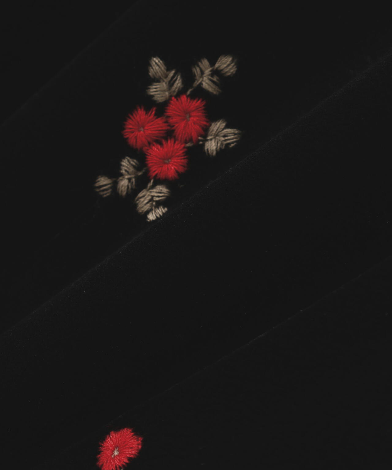 【BLANC】フラワー刺繍ベロアスカート