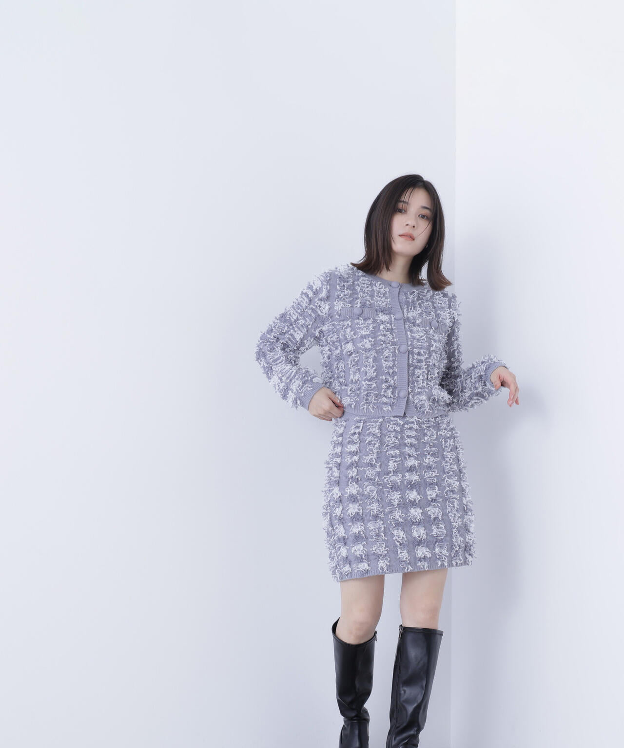 フリンジニット SETUP ミニスカート